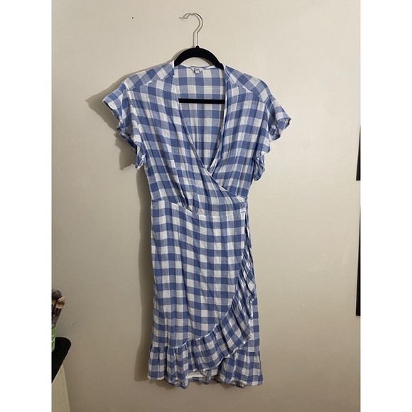RAILS Brigitte dress periwinkle check blue white gingham wrap dress size large - Picture 8 of 8